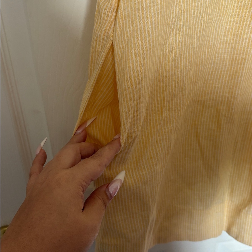 Free People Yellow Lace Up Linen Blend Dress Size XS - Picture 5 of 7